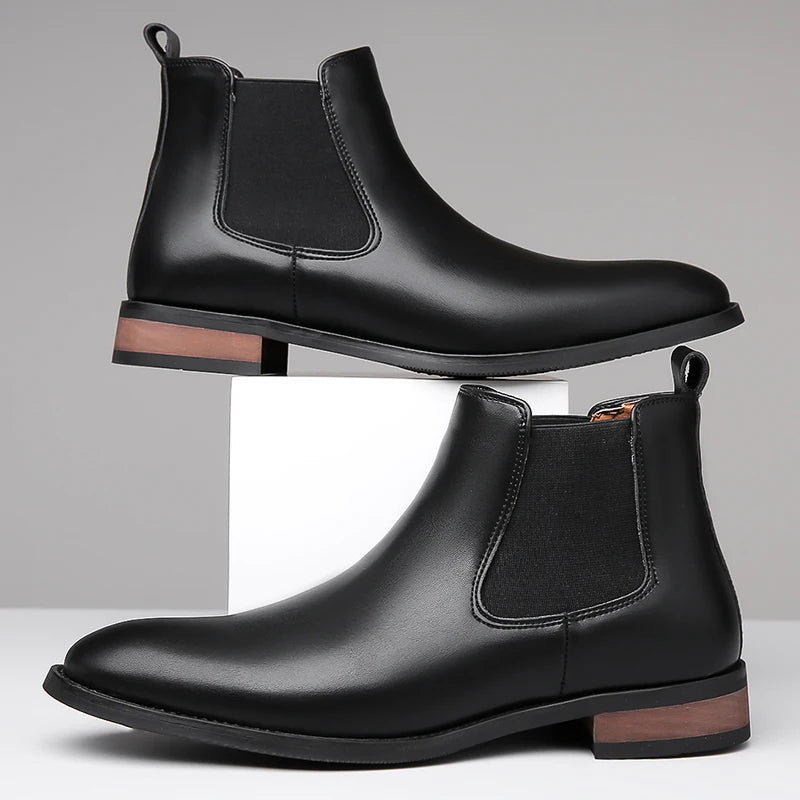 New Arrival Male Chelsea Boots Casual Slip on Business Boots Fashion Cowboy Men's Ankle Boots High Top Leisure Walking Footwear