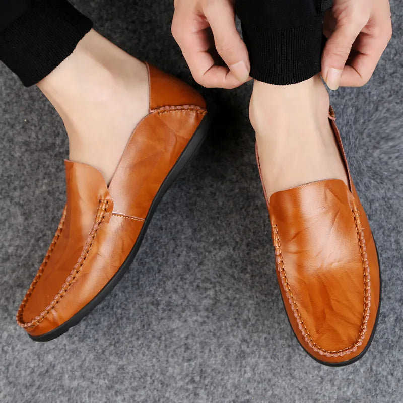 Summer Genuine Leather Shoes Men Comfortable Mesh Men Loafers Casual Shoes Men Flats Hot Sale Driving Shoes Moccasins Plus Size