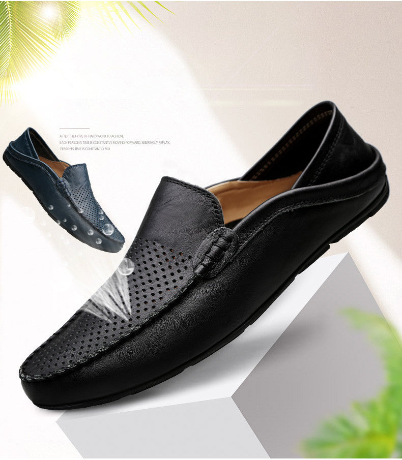 Leather Moccasins, Breathable Slip on Boat Shoes for Men