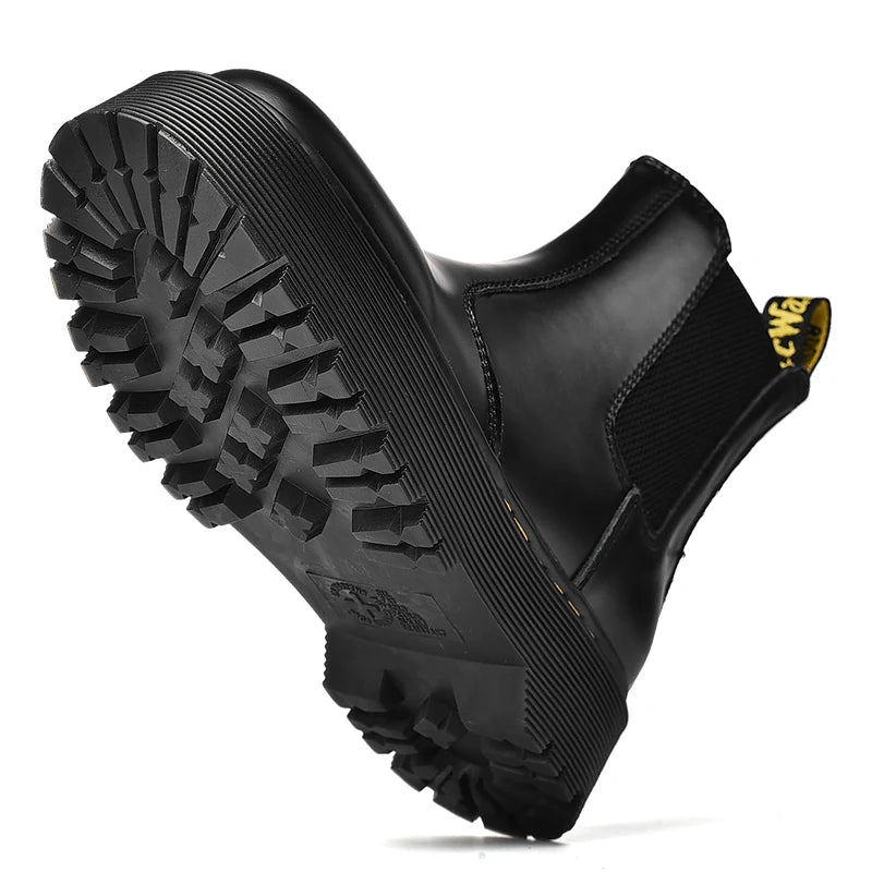 Women Retro Leather Chelsea High-Top Boots