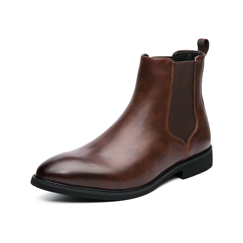 Designer Brand Men's High Top Ankle Boots Winter Plush Men's Leather Casual Shoes Interview Commuter Banquet Dress Boots
