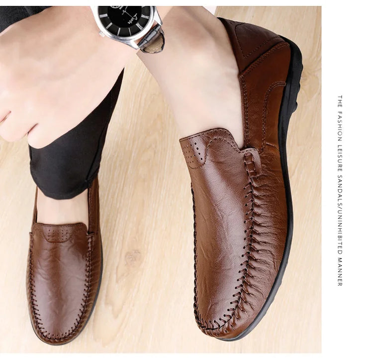CLOHOO Leather Stitching Comfortable Shoes for Men