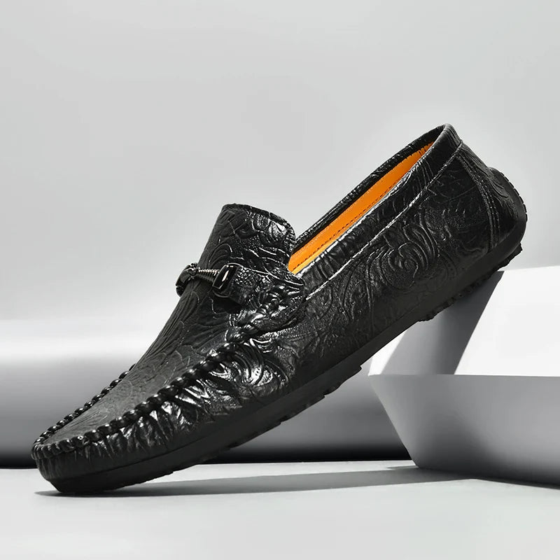 YRZL Mens Loafers PU Leather Slip On Driving Shoes Lightweight Comfortable Casual Shoes Large Size Non Slip Soft Sole Shoes
