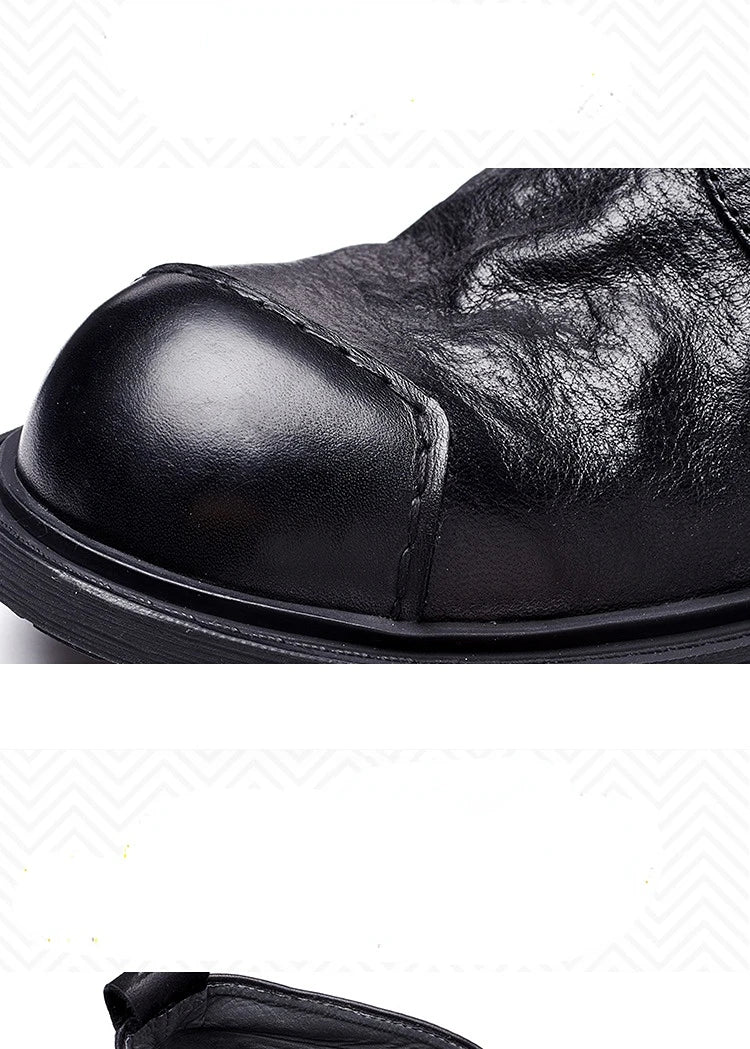 Vintage Business Mens Boots Luxury Genuine Cow Leather Spring Work Shoes 2025 New Style Full Grain Leather Round Toe Ankle Boots