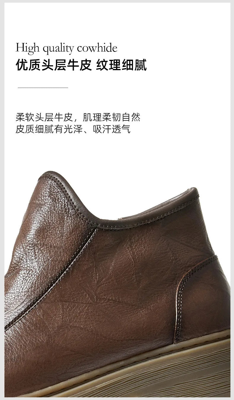 Combat Boots Chelsea Boots Men Desert Boots Men High Quality Genuine Leather Autumn Winter British Retro Men Shoes Cowhide