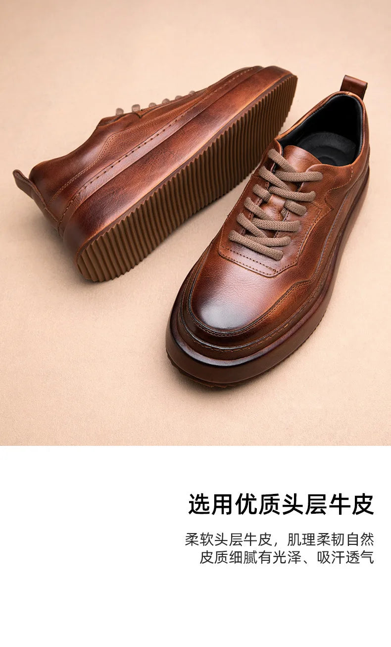 Casual Shoes British Retro Cowhide Autumn Winter Men Shoes Loafers Summer Designer Breathable Shoes Mens Spring Fashion