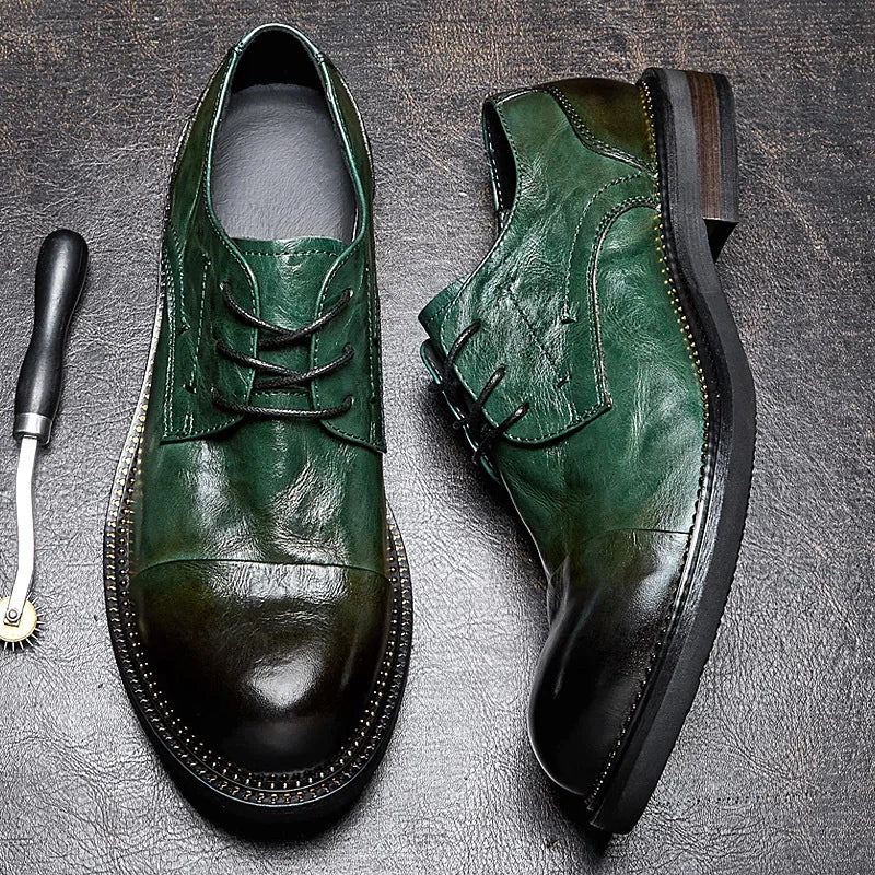 Lace-Up Men Shoes Men Dress Shoes Autumn Spring Summer Cowhide Men Flats Fashion High Quality Genuine Leather Casual Shoes Men