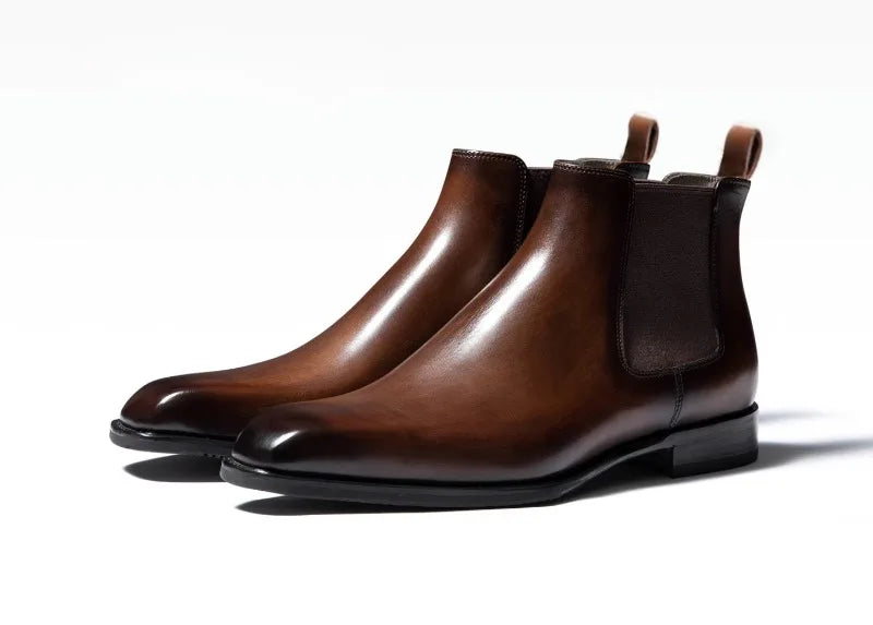 Men's Chelsea Boots Retro Ankle Boot Handmade Leather Boot High Top Casual Boots for Men Classic Business Dress Boots Botas2025