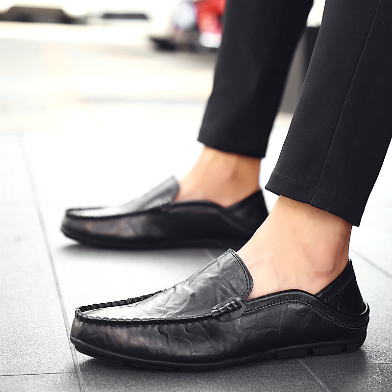 Leather Moccasins, Breathable Slip on Boat Shoes for Men