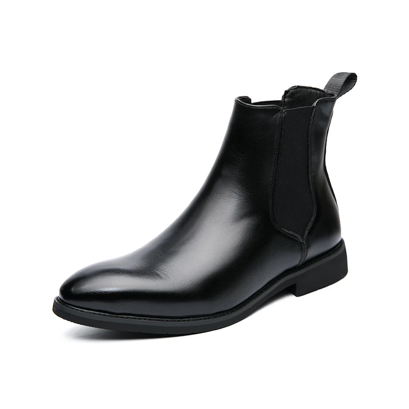 Designer Brand Men's High Top Ankle Boots Winter Plush Men's Leather Casual Shoes Interview Commuter Banquet Dress Boots
