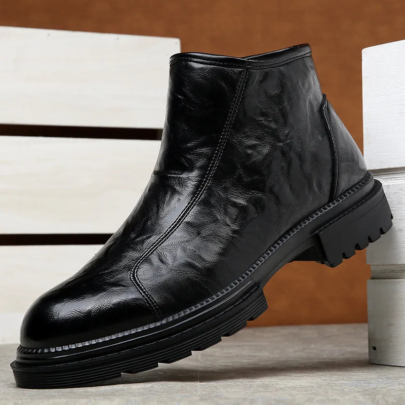 Genuine Leather side-zip Chelsea Boots for Men