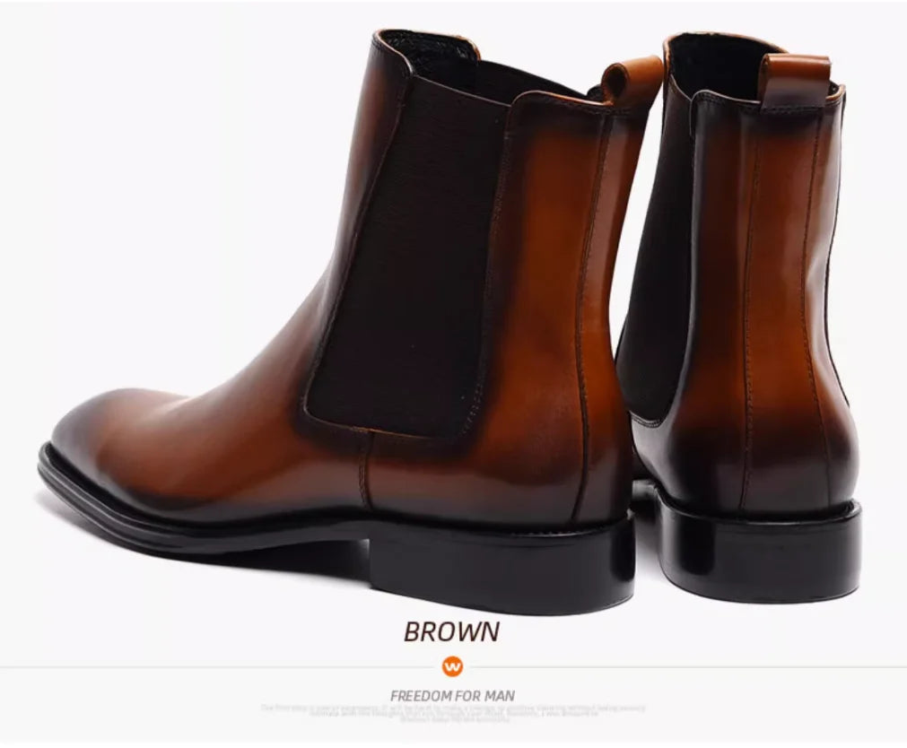 New Style Chelsea Boots Young Young  pointed leather retro sleeve cowhide short boots