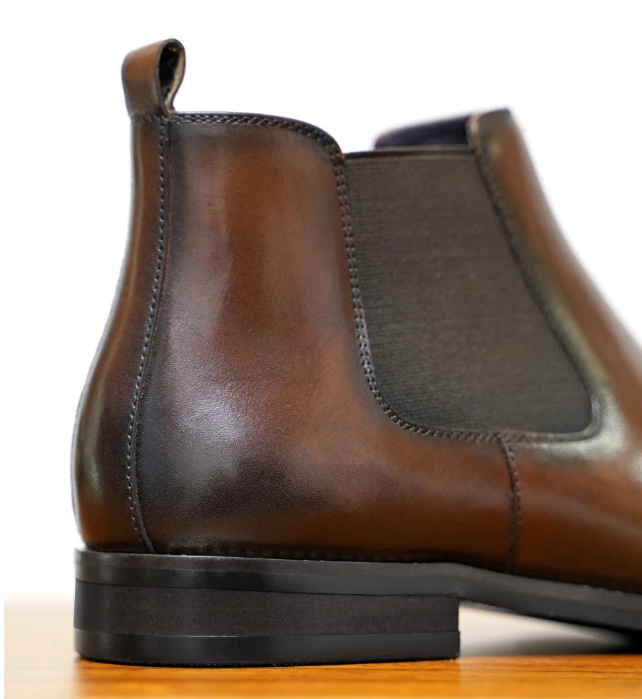 New Chelsea Boots Men Shoes PU Brown Fashion Versatile Business Casual British Style Street Party Wear Classic Dress Ankle Boots