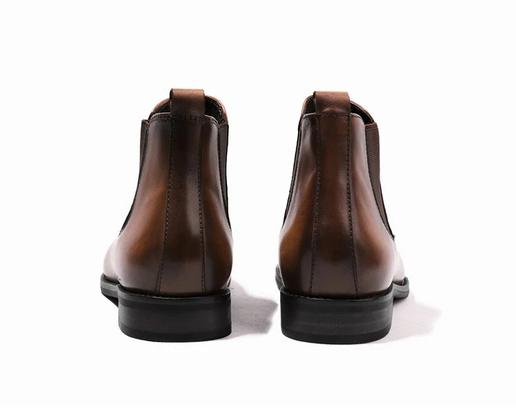 New Chelsea Boots Men Shoes PU Brown Fashion Versatile Business Casual British Style Street Party Wear Classic Dress Ankle Boots