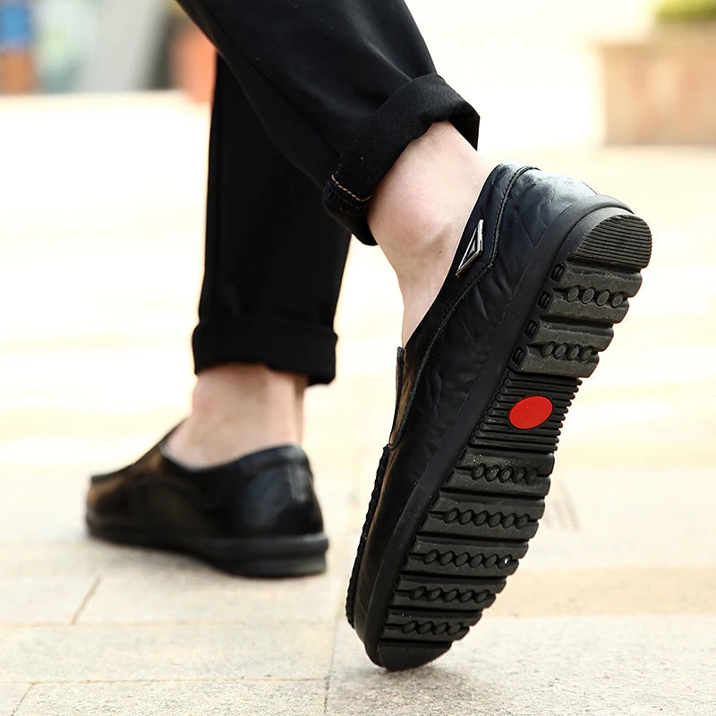 New large size men's leather shoes 100% cowhide fashion thick sole leisure sports business casual shoes men sneakers bean shoes