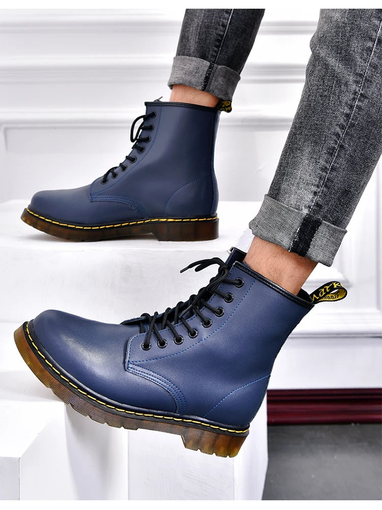 High-top boots, men's leather shoes, fashionable motorcycle ankle boots, men's boots, men's shoes, genuine leather women's boots