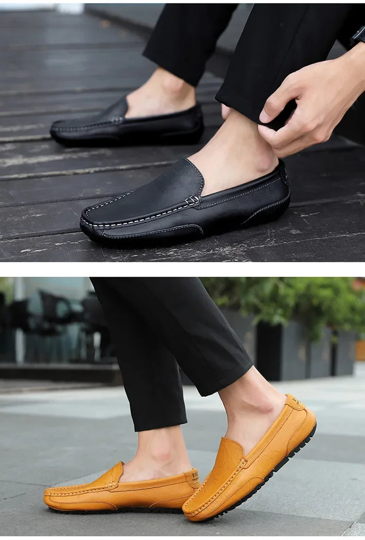 Men Luxury Trendy Casual Slip on Formal Loafers Men Moccasins Italian Black Male Driving Shoes Sneakers Plus Size Shoes Leather