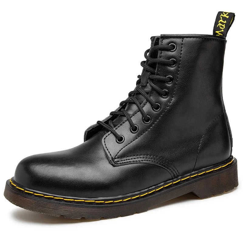 Men's high-top boots, high-quality women's leather shoes, outdoor 8-hole sports shoes, men's lace-up ankle boots, couple 35-48