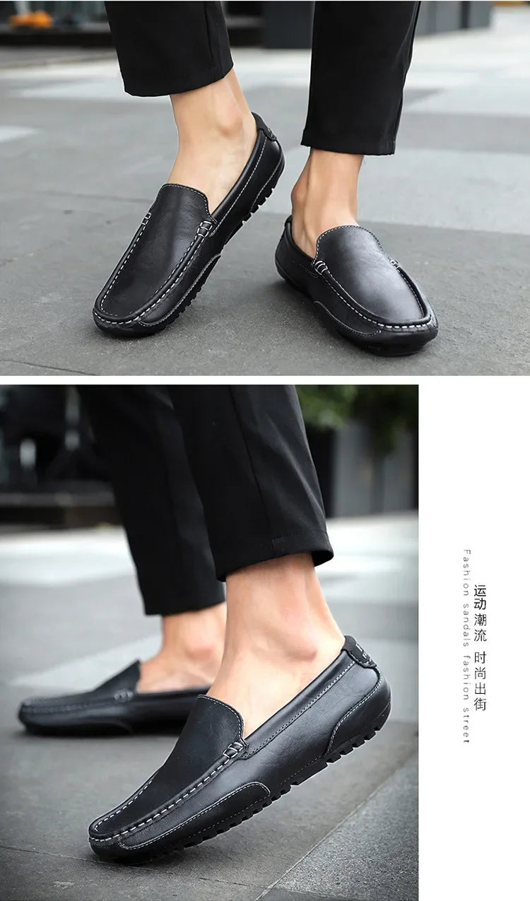 Men Luxury Trendy Casual Slip on Formal Loafers Men Moccasins Italian Black Male Driving Shoes Sneakers Plus Size Shoes Leather