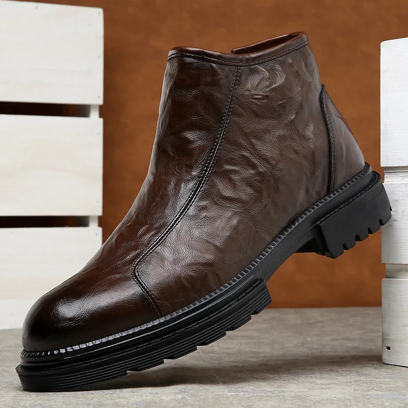 Genuine Leather side-zip Chelsea Boots for Men