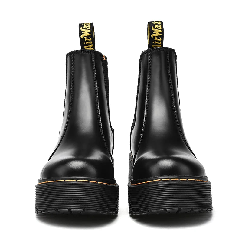 Women Retro Leather Chelsea High-Top Boots