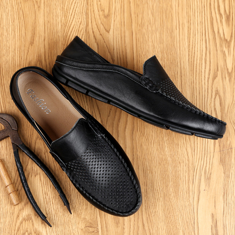 Leather Moccasins, Breathable Slip on Boat Shoes for Men