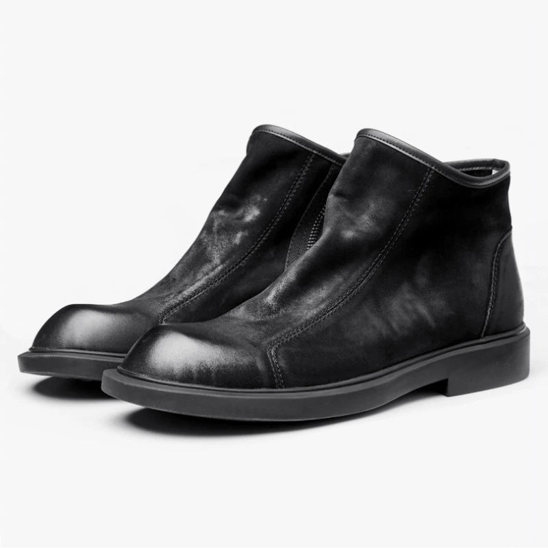 Warm Mens Genuine Leather Boots Retro British Trend Luxury Handmade Quality 2024 Winter Black Cow Suede Wedding Party Shoes Man