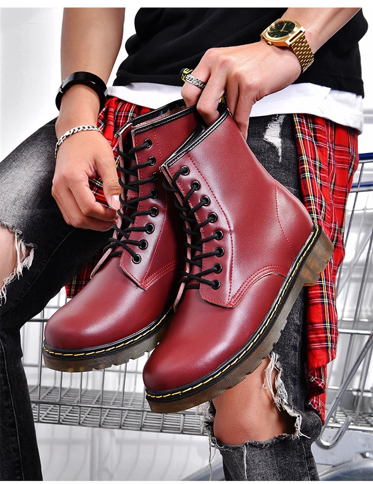 High-top boots, men's leather shoes, fashionable motorcycle ankle boots, men's boots, men's shoes, genuine leather women's boots