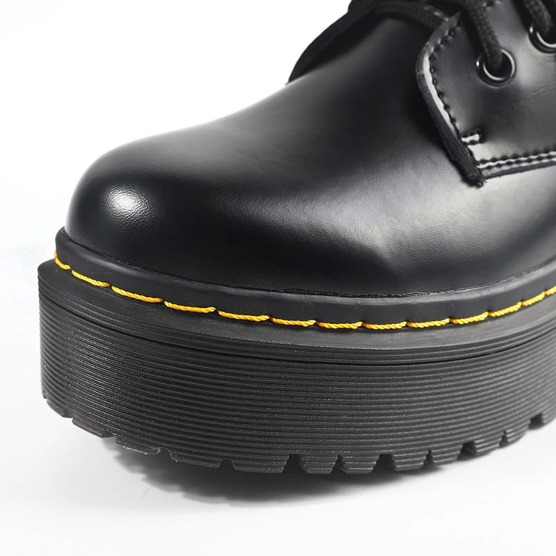 British Punk Style 8-Hole Motorcycle Boots: 2-Way Wear Chunky Platform with Front Zipper - Fashion Unisex All-Season Boots for