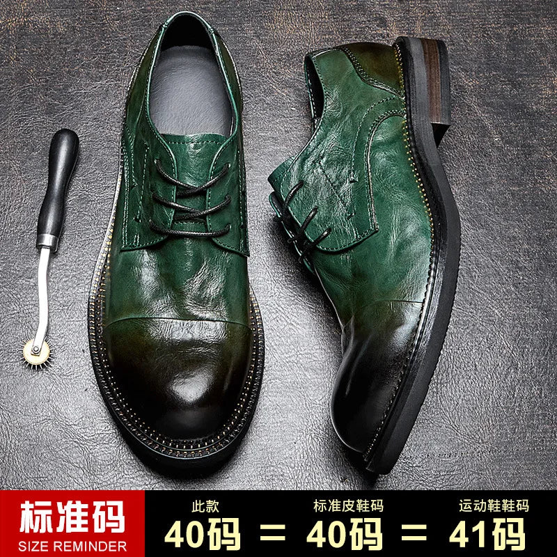 Lace-Up Men Shoes Men Dress Shoes Autumn Spring Summer Cowhide Men Flats Fashion High Quality Genuine Leather Casual Shoes Men