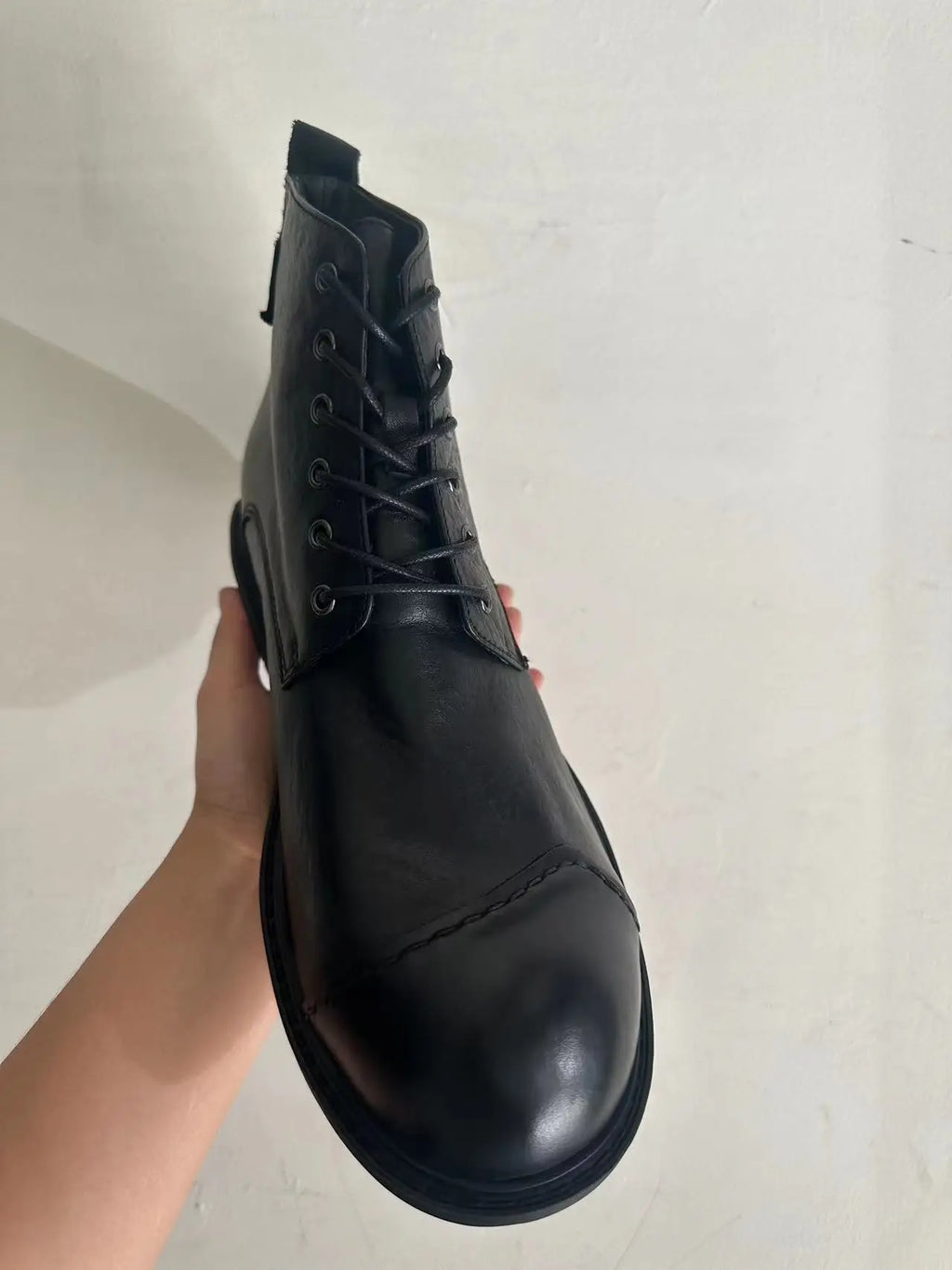Vintage Business Mens Boots Luxury Genuine Cow Leather Spring Work Shoes 2025 New Style Full Grain Leather Round Toe Ankle Boots