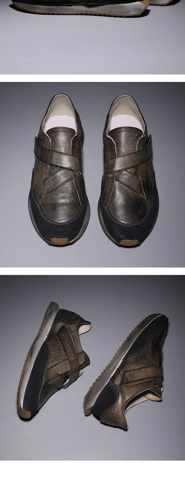 Handrafted Men's Forrest Gump Shoes Retro Casual Shoes Calf Leather Mens' Sneakers Hook /Loop Magic Shoes Can Take You Anywhere