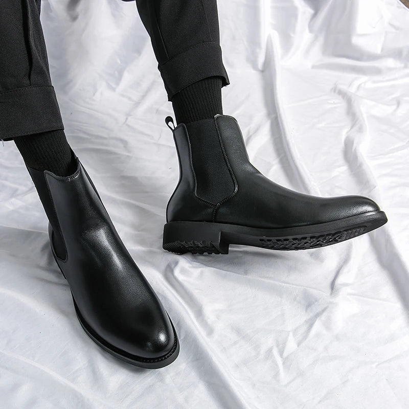 Luxury Genuine Leather Designer Dress 37~46 Couple Business Formal Chelsea Ankle Boots for Men Fashion Casual Man Shoes Footwear