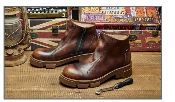 British fashion mens shoes black chelsea boots platform genuine leather boot autumn winter ankle botas