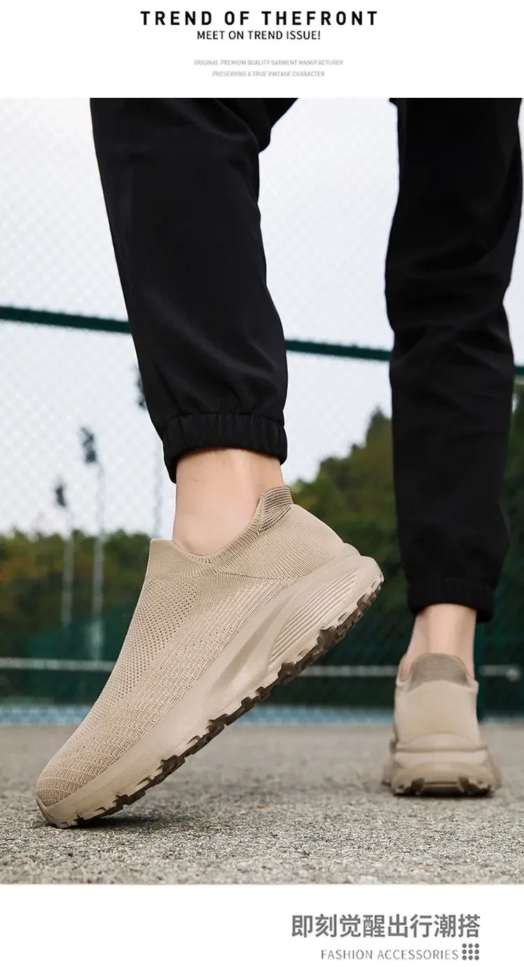 Outdoor Anti Slip Walking Men Shoes Summer Casual Sports Shoes Fashionable and Breathable Tennis Shoes Wide Foot Socks  Sneakers