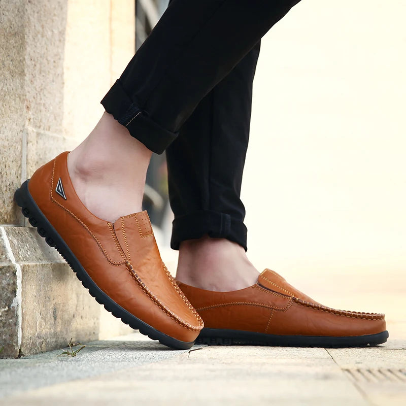 New large size men's leather shoes 100% cowhide fashion thick sole leisure sports business casual shoes men sneakers bean shoes