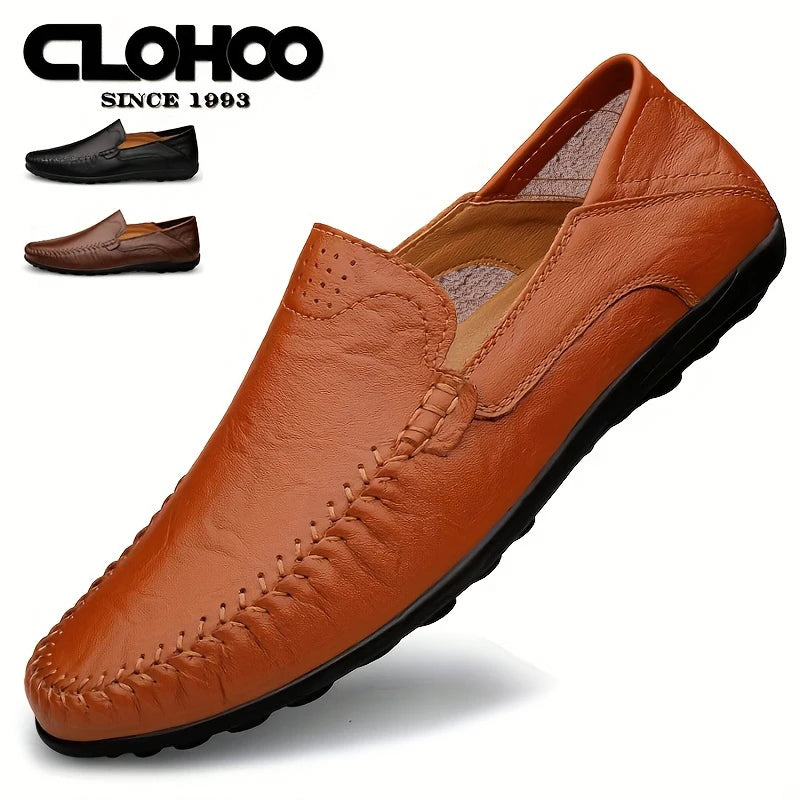 CLOHOO Leather Stitching Comfortable Shoes for Men