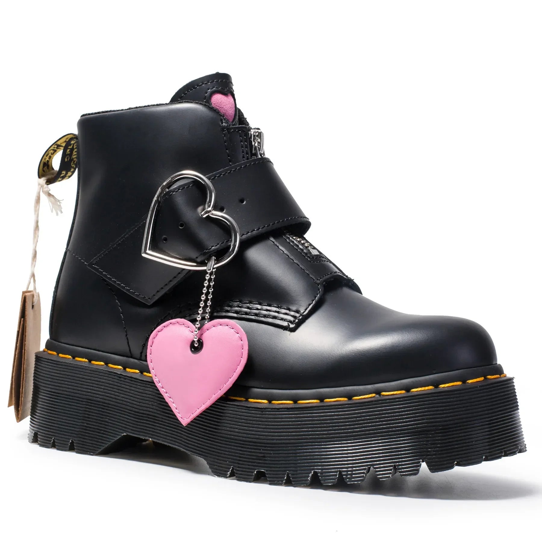 Genuine Leather Fashion Boots Solid Concise Buckle  Zip Love Buckle Comfort Muffin Thick Bottom Women Shoes