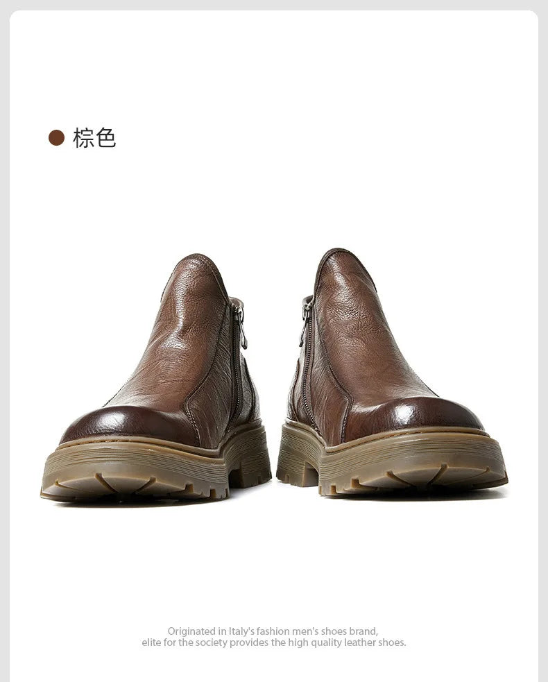Combat Boots Chelsea Boots Men Desert Boots Men High Quality Genuine Leather Autumn Winter British Retro Men Shoes Cowhide