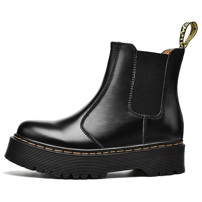 Women Retro Leather Chelsea High-Top Boots
