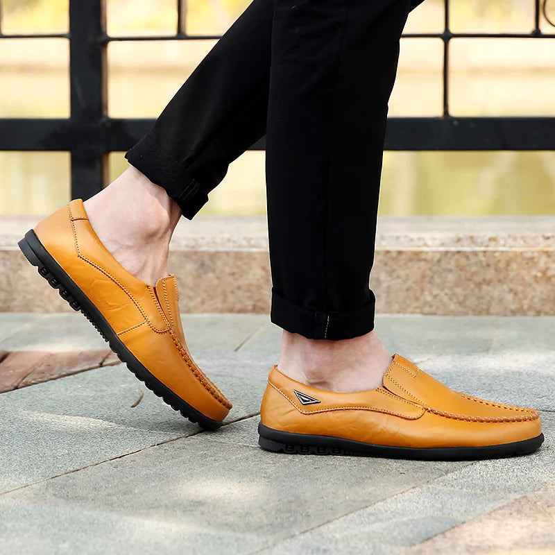 New large size men's leather shoes 100% cowhide fashion thick sole leisure sports business casual shoes men sneakers bean shoes
