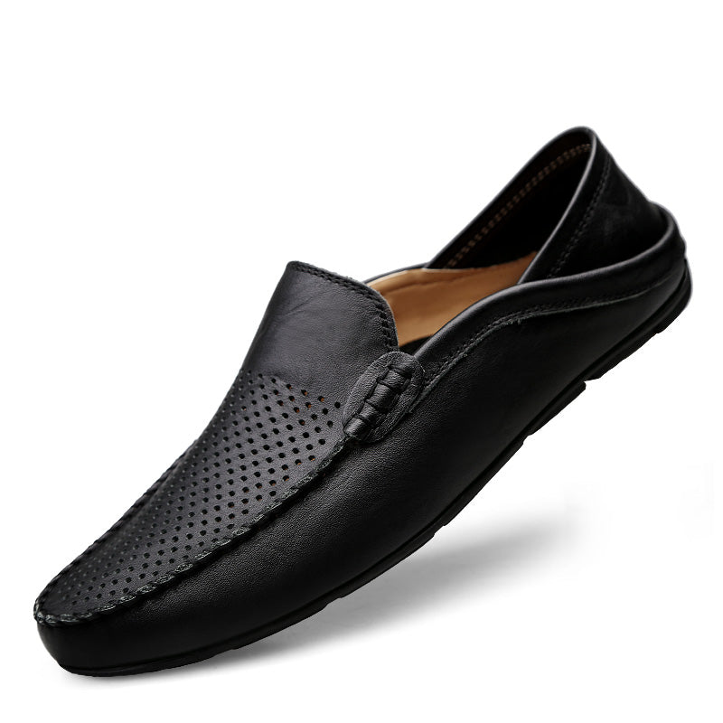 Leather Moccasins, Breathable Slip on Boat Shoes for Men