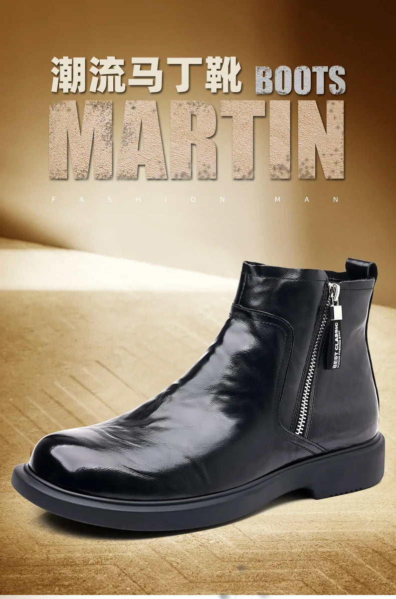 men fashion wedding party dress chelsea boots black brown original leather shoes cowboy autumn winter boot platform ankle botas
