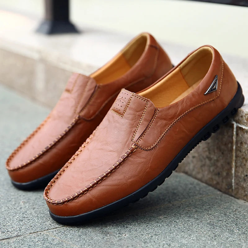 New large size men's leather shoes 100% cowhide fashion thick sole leisure sports business casual shoes men sneakers bean shoes