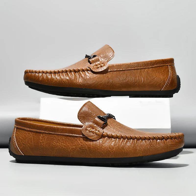 YRZL Mens Loafers PU Leather Slip On Driving Shoes Lightweight Comfortable Casual Shoes Large Size Non Slip Soft Sole Shoes