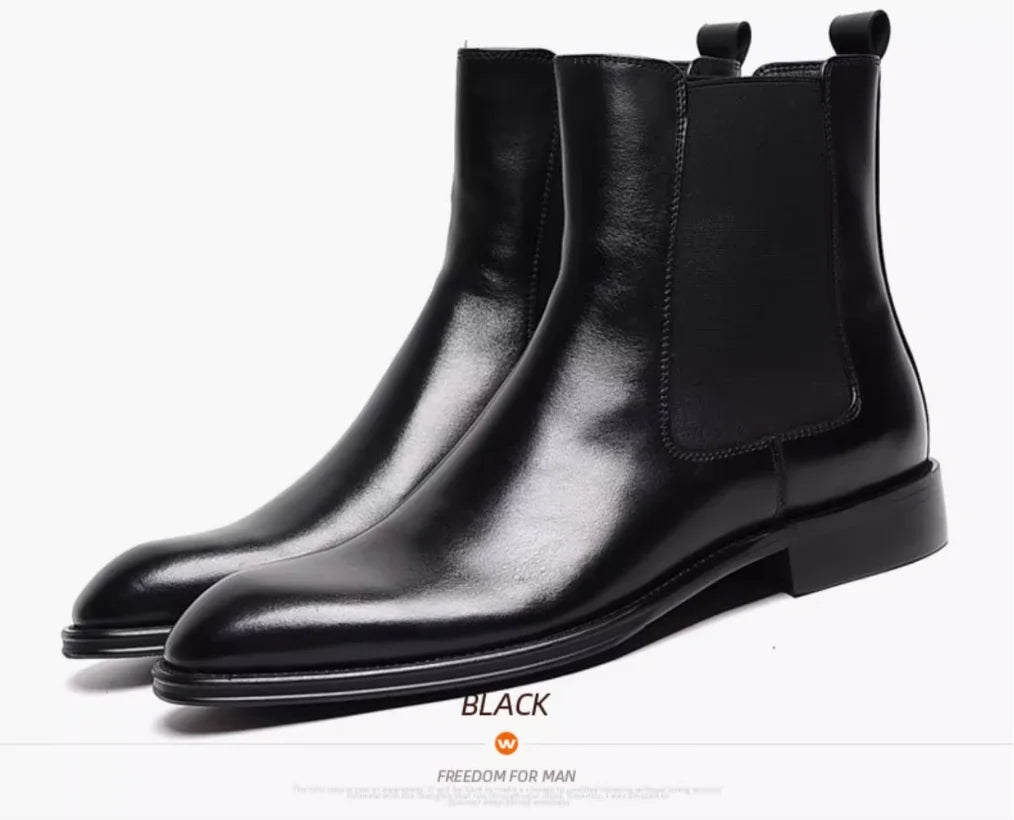 New Style Chelsea Boots Young Young  pointed leather retro sleeve cowhide short boots