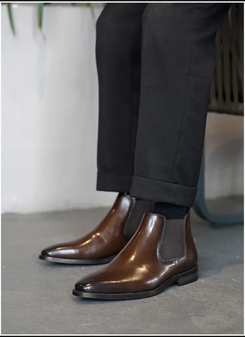 Men's Chelsea Retro Handmade Leather Boots for Men