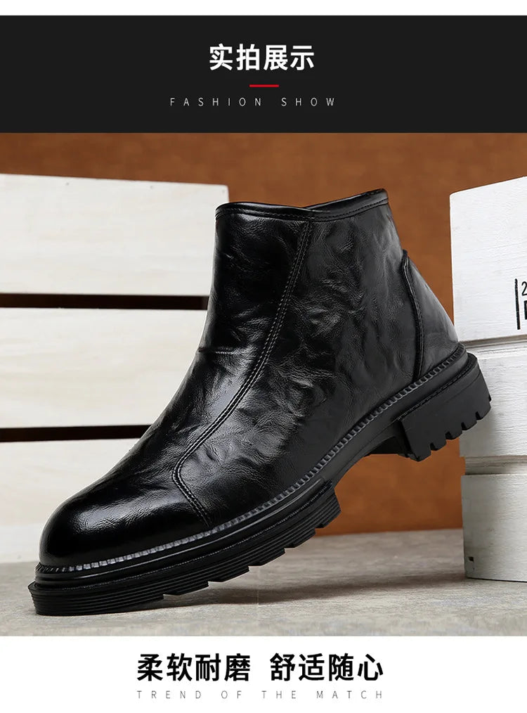 Genuine Leather side-zip Chelsea Boots for Men