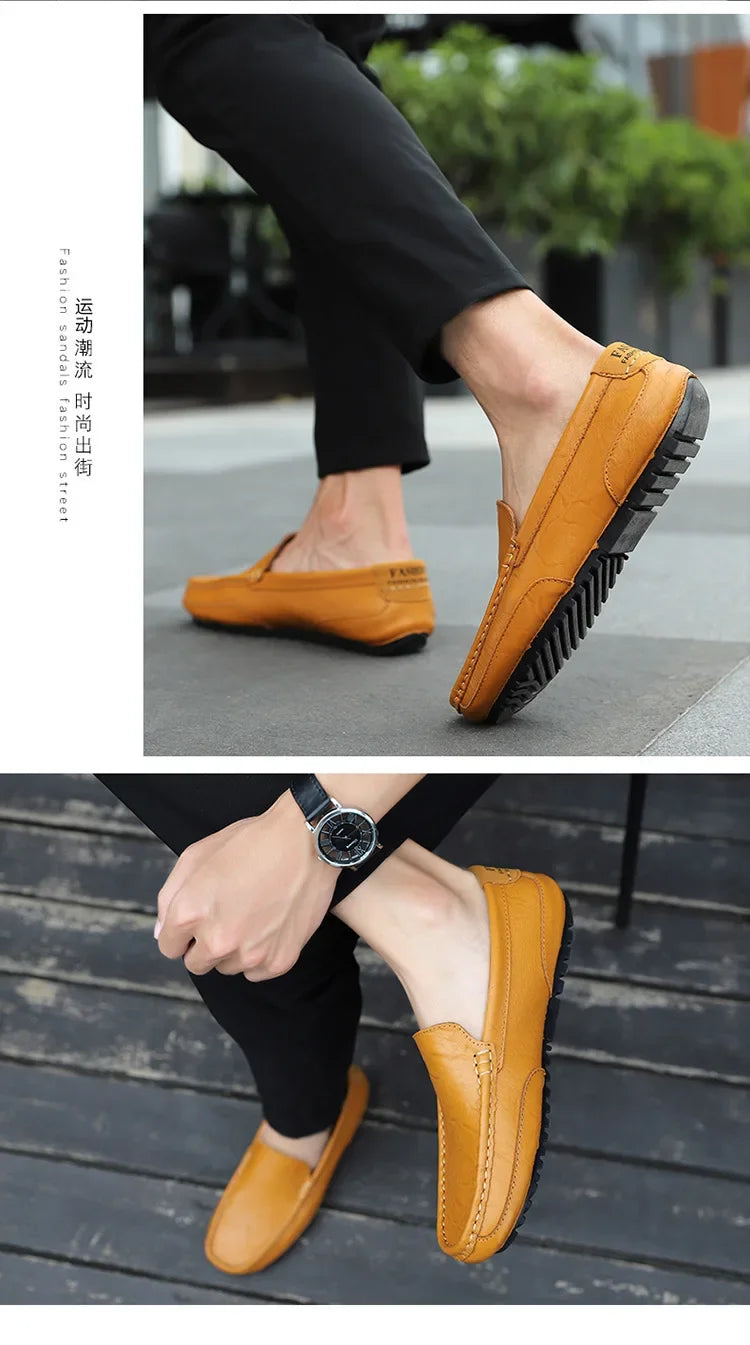 Men Luxury Trendy Casual Slip on Formal Loafers Men Moccasins Italian Black Male Driving Shoes Sneakers Plus Size Shoes Leather