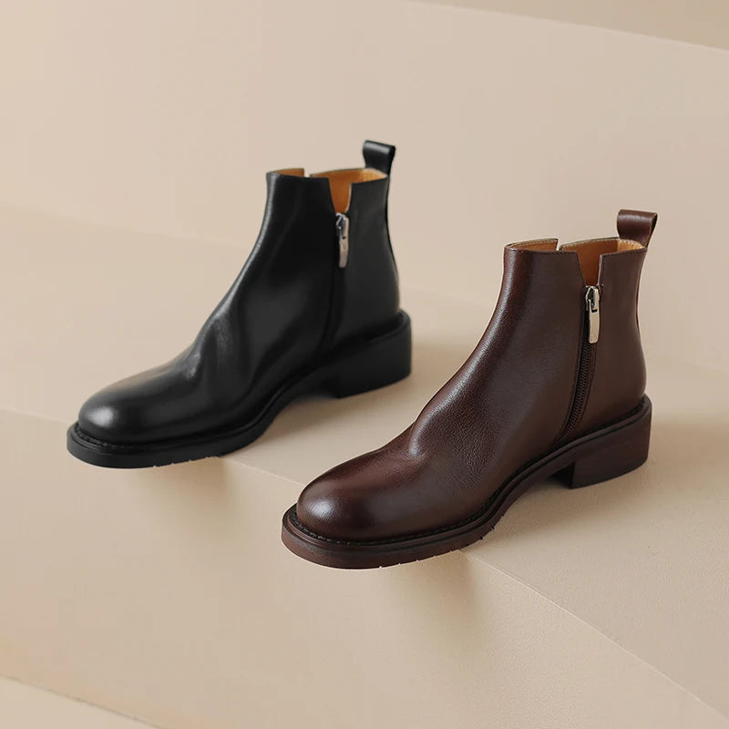 Leather Chelsea Retro Women Ankle Boots